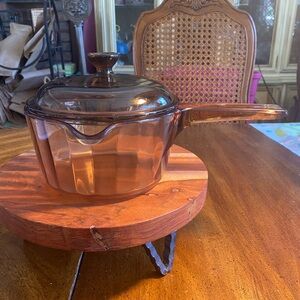 Corningware Amber Glass Saucepan with Lid France 1 Liter